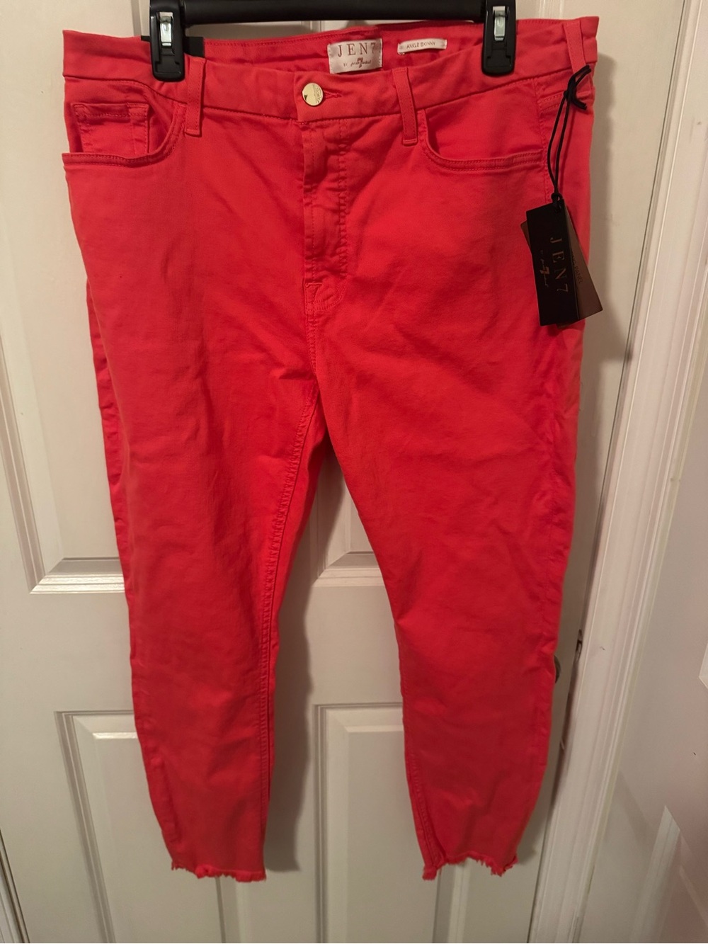 JEN7 High-Rise Cropped Jeans - Red